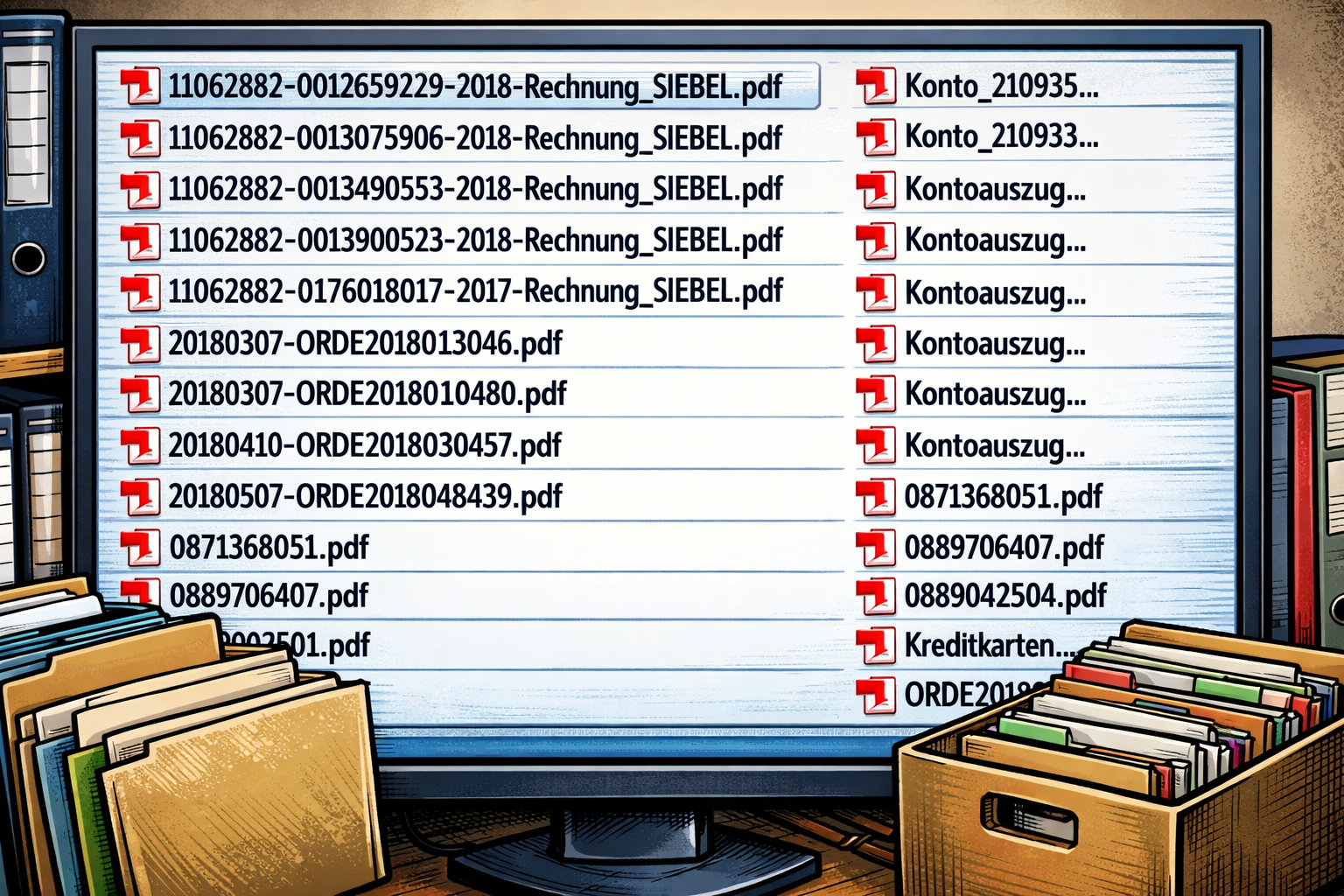 Bild: GoBD_Archivierte Dokumente auf dem Bildschirm